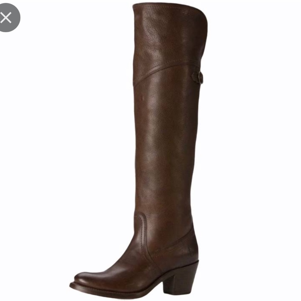 Frye Boots Jane Tall Cuff size 8.5 rich brown leather heeled boots - Picture 1 of 12